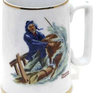 The Norman Rockwell Museum 1985 BRAVING THE STORM 12 oz. Cup/Mug 24K Gold Trim